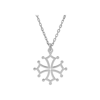 Collier argent rhodié pendentif croix occitane petit modèle 41+4cm