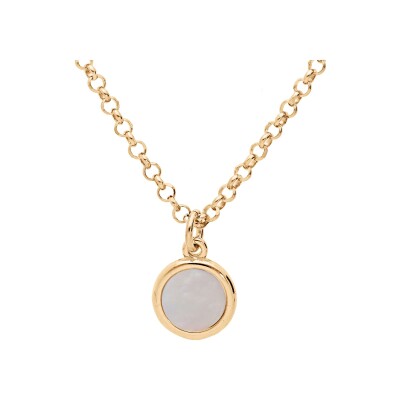 Collier argent et dorure jaune pastille nacre véritable 42+3cmcm