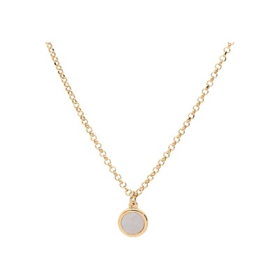 Collier argent et dorure jaune pastille nacre véritable 42+3cmcm