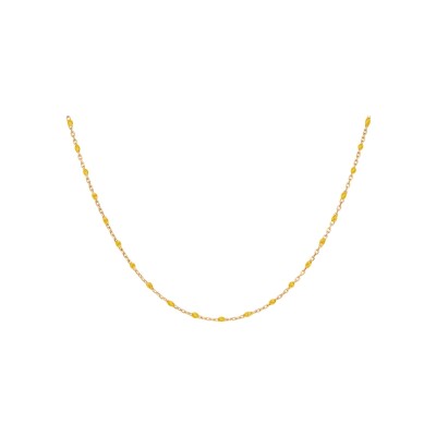 Collier argent et dorure jaune olives résine jaune tansparent 40+5cm