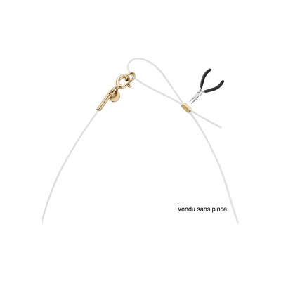 Collier argent et dorure jaune fil nylon réglable jusqu'à 50cm