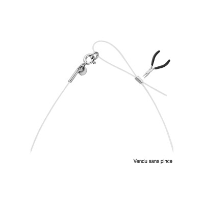 Collier argent rhodié fil nylon réglable jusqu'à 50cm