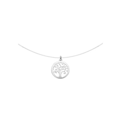Collier argent rhodié fil nylon arbre de vie moyen modèle 39cm