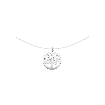 Collier argent rhodié fil nylon arbre de vie grand modèle 40cm