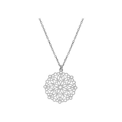 Collier argent rhodié pendentif ajourée 23mm 40+5cm