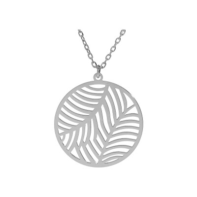 Collier argent rhodié rondelle brillante ajourée 15mm 40+5cm