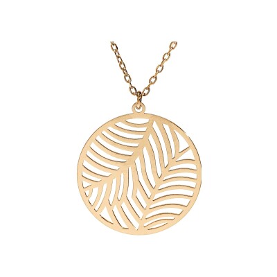 Collier argent et dorure jaune rondelle brillante ajourée 15mm 40+5cm