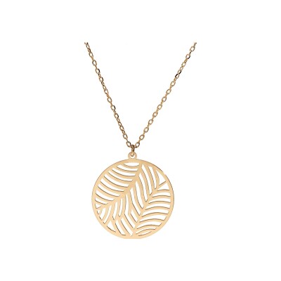 Collier argent et dorure jaune rondelle brillante ajourée 15mm 40+5cm