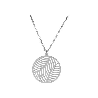 Collier argent rhodié rondelle brillante ajourée 15mm 40+5cm