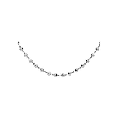 Collier argent rhodié boules 40+5cm