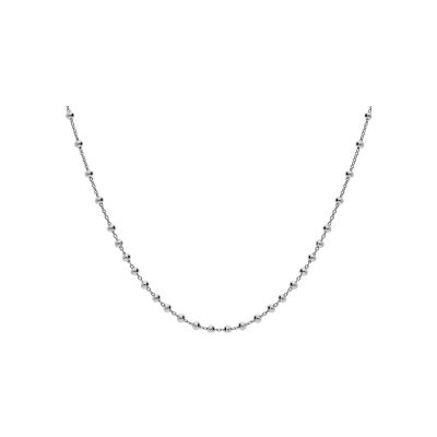 Collier argent rhodié boules 40+5cm