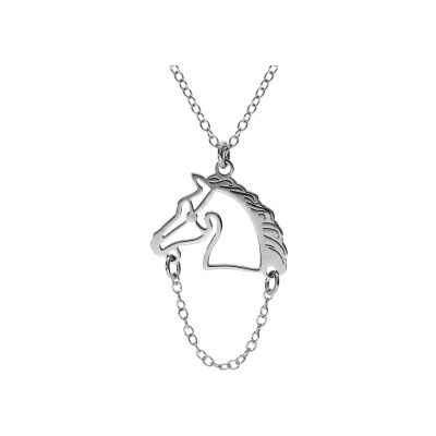 Collier argent rhodié tête de cheval découpé 40+4cm