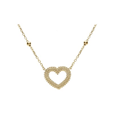 Collier argent doré chaîne boules coeur perlé 42+3cm