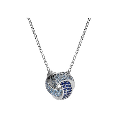 Collier argent rhodié pendentif 3 rubans dégradé oxydes bleu