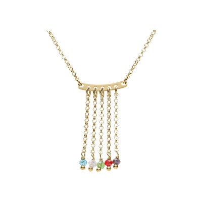Collier argent doré 5 chaînettes avec perles imitation multicouleur 42+3cm