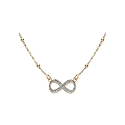 Collier argent doré chaîne boules avec infini givré 42+3cm