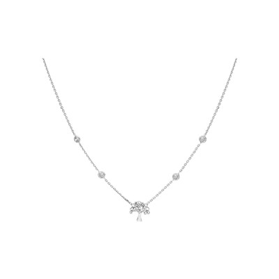 Collier argent rhodié arbre de vie et 4 oxydes blancs sertis 40+5cm