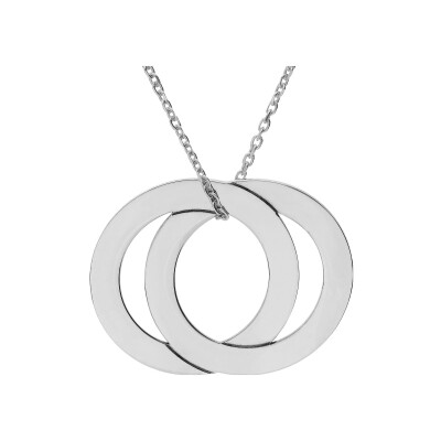 Collier argent rhodié 2 anneaux fixes à graver 40+5cm