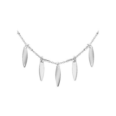 Collier argent rhodié fil lapidé pampilles 38+5cm