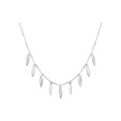 Collier argent rhodié fil lapidé pampilles 38+5cm
