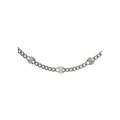 Collier argent rhodié maille gourmette pastilles diamanté étoile 42cm