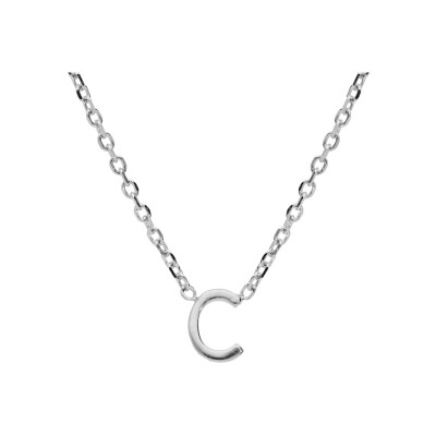 Collier argent rhodié pendentif hauteur 5 mm petite initiale c 38+5cm