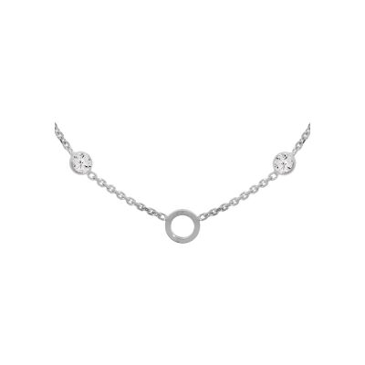 Collier argent rhodié cercles avec oxydes blancs sertis 41+3cm