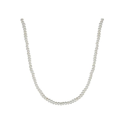Collier argent rhodié perles de culture rondes blanches 40+5cm