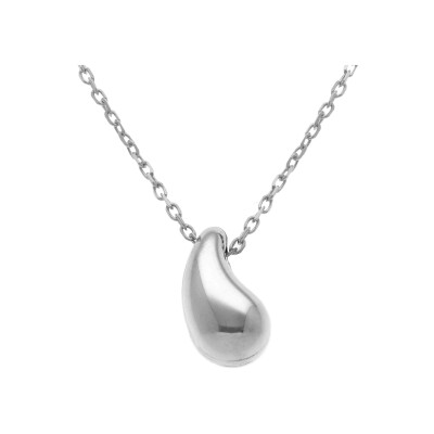Collier argent rhodié petite goutte incurvée 13mm 40+5cm