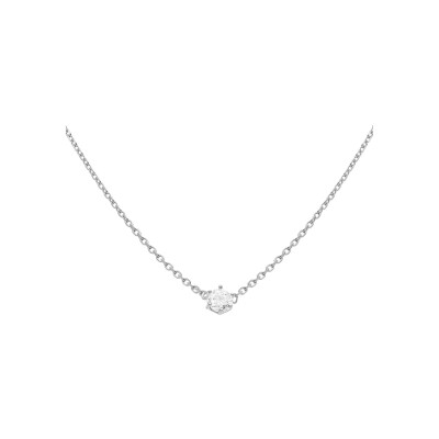 Collier solitaire argent rhodié oxyde blanc 4mm sertis 6 griffes 38+4cm