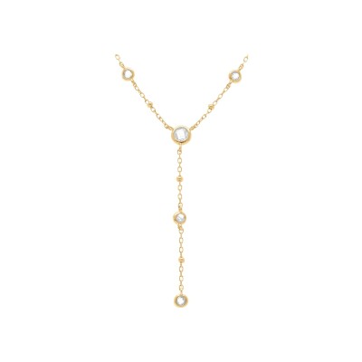 Collier argent doré forme cravate oxydes blancs 38+5cm