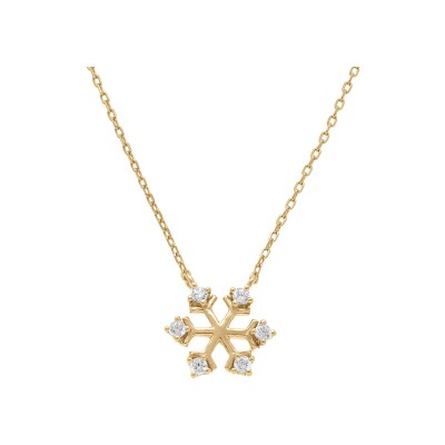 Collier argent doré pendentif flocon de neige oxydes blancs 38+4cm