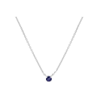 Collier argent rhodié clou saphir véritable serti 42+3cm
