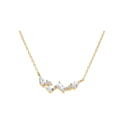 Collier argent doré oxydes blancs sertis 40+3cm