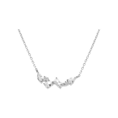 Collier argent rhodié oxydes blancs sertis 40+3cm