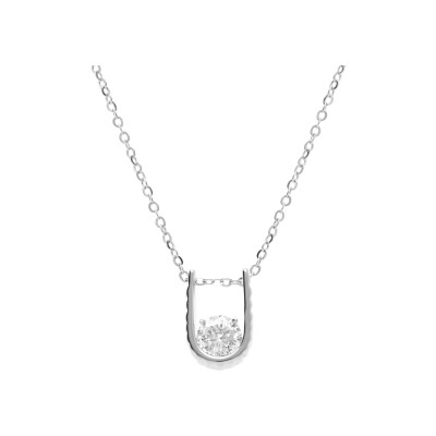Collier argent rhodié oxydes blanc serti clos 40+4cm