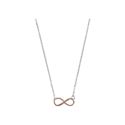 Collier argent rhodié motif infini dorure rose 40+5cm