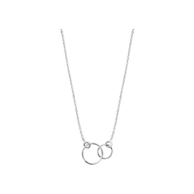 Collier argent rhodié motif double alliances 40+5cm
