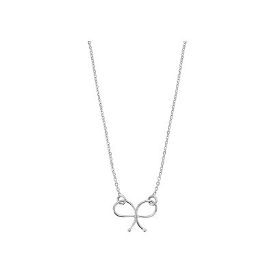Collier argent rhodié motif double noeuds 40+5cm