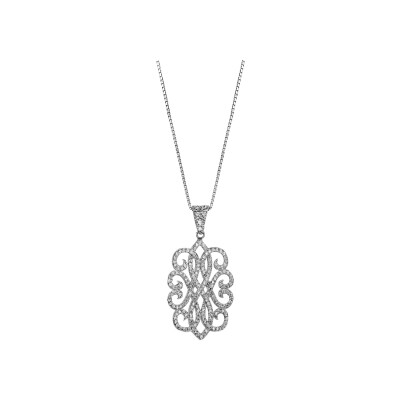 Collier argent rhodié motif oxydes blancs sertis 42+3cm