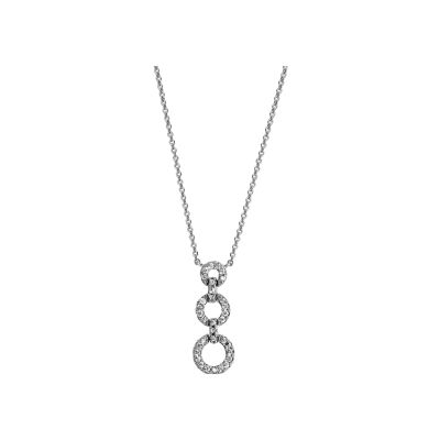 Collier argent rhodié triple anneaux oxydes blancs 40+4cm