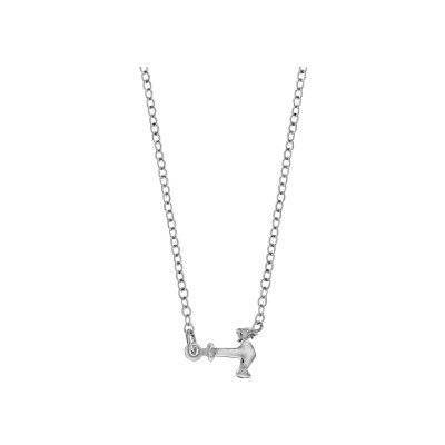 Collier argent rhodié ancre marine 40+5cm