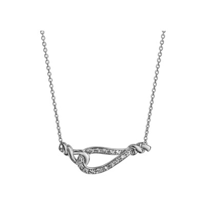 Collier argent rhodié 2 éléments entrelacés oxydes blancs sertis 42+3cm