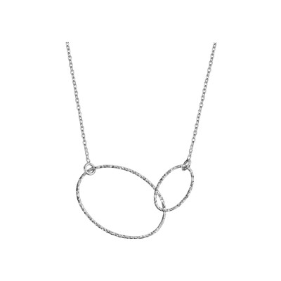 Collier argent rhodié 2 ovales diamantes 42+4cm