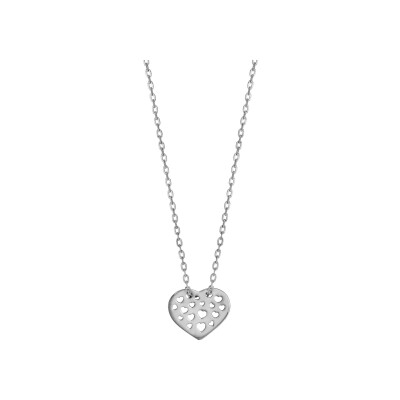Collier argent rhodié coeur ajouré multi coeur 40+5cm