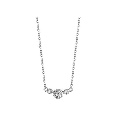 Collier argent rhodié 3 oxydes sertis clos 42+5cm