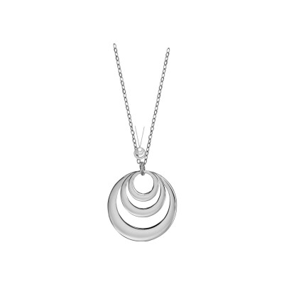 Collier femme argent rhodié pendentif 3 cercles à graver 40+5cm