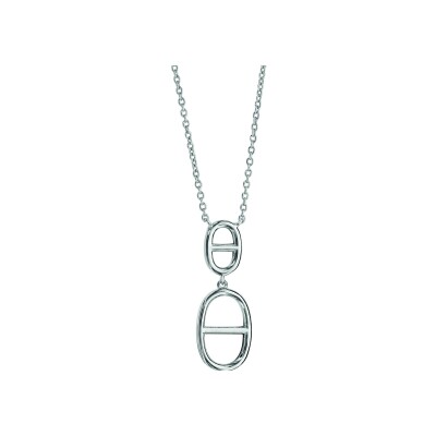 Collier argent rhodié maille marine lisse 40+4cm