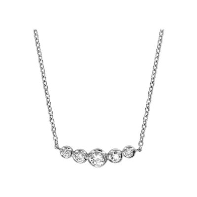 Collier argent rhodié 5 oxydes blancs sertis clos 42+3cm