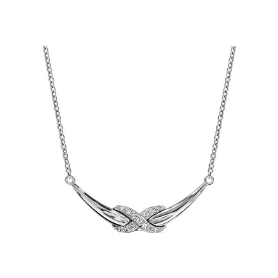 Collier argent rhodié croise oxydes blancs sertis 42+3cm